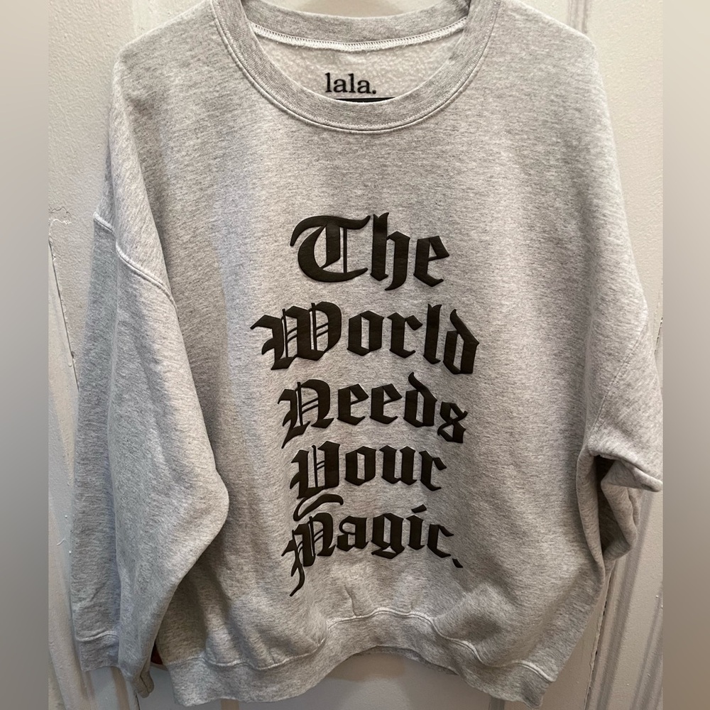Dressed in LALA grey crewneck sweatshirt sz SM